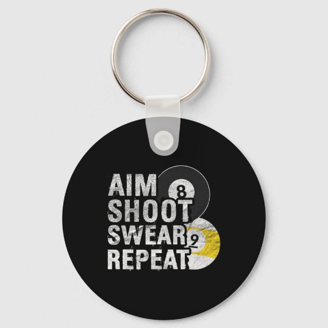 Funny Billiards Aim Shoot Swear  Key Ring (Front)