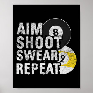 Funny Billiards Aim Shoot Swear Poster