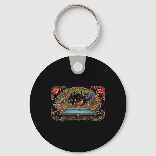 Funny Billiards Art Billiards Playing Pool Players Key Ring (Front)