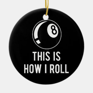 Funny Billiards Design For Pool Players Retro 8 Ba Ceramic Tree Decoration