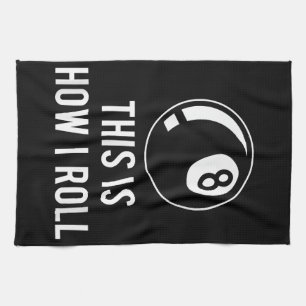 Funny Billiards Design For Pool Players Retro 8 Ba Tea Towel