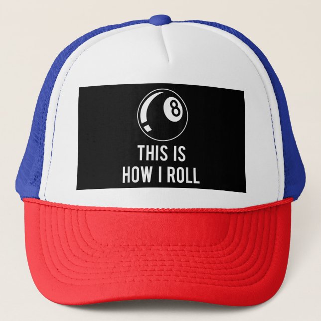 Funny Billiards Design For Pool Players Retro 8 Ba Trucker Hat (Front)