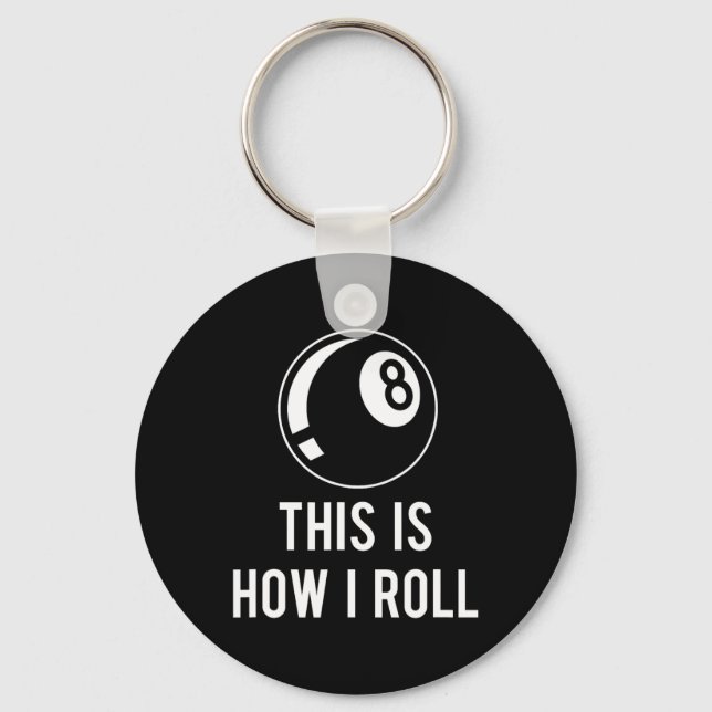 Funny Billiards Design For Pool Players Retro 8 Ll Key Ring (Front)