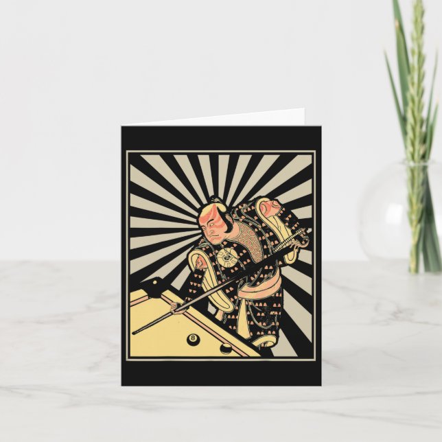 Funny Billiards Gift For 8-ll Pool Player Samurai  Card (Front)