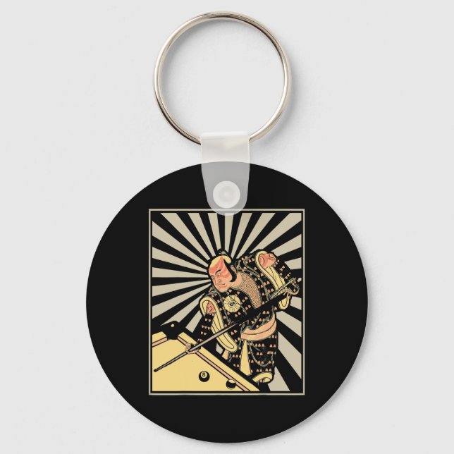Funny Billiards Gift For 8-ll Pool Player Samurai  Key Ring (Front)