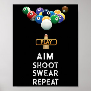 Funny Billiards Gift T Shirt For Pool Player Poster