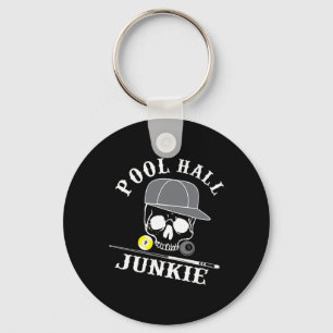 Funny Billiards Pool Hall Junkie For Pool Players Key Ring
