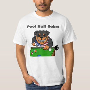 Funny Billiards Pool Hall Rebel Rottweiler T-Shirt