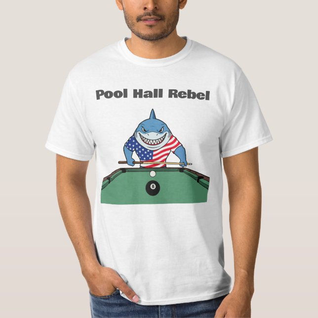 Funny Billiards Pool Hall Rebel T-Shirt (Front)