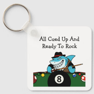 Funny Billiards Pool Hall Theme Key Ring
