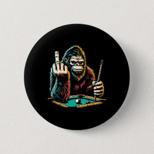 Funny Billiards Pool Player Retro Bigfoot Sasquatc 6 Cm Round Badge