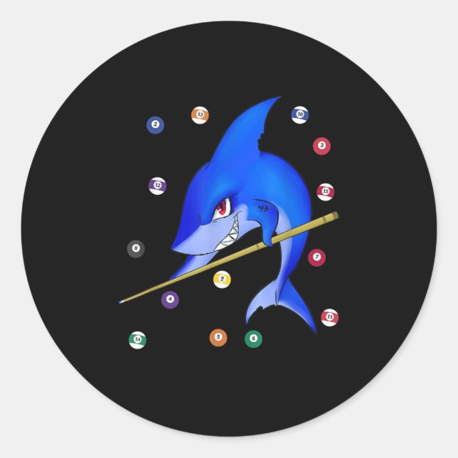 Funny Billiards Pool Shark Male Classic Round Sticker (Front)