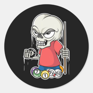 Funny Billiards Skull I Snooker Pool Player Gifts Classic Round Sticker