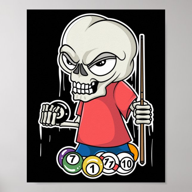 Funny Billiards Skull I Snooker Pool Player Gifts  Poster (Front)