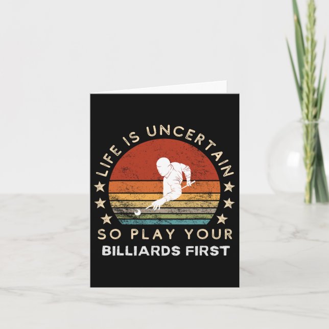 Funny Billiards Slogan Tee - Embrace Life's Uncert Card (Front)