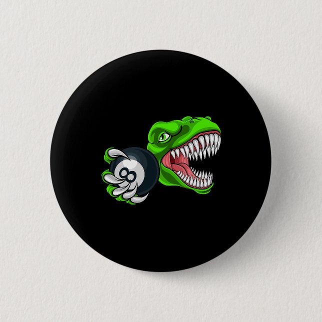 Funny Billiards T-rex Art Billiards Playing Pool P 6 Cm Round Badge (Front)
