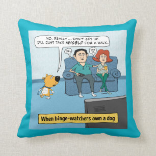 Funny Binge Watchers and Their Dog Cushion