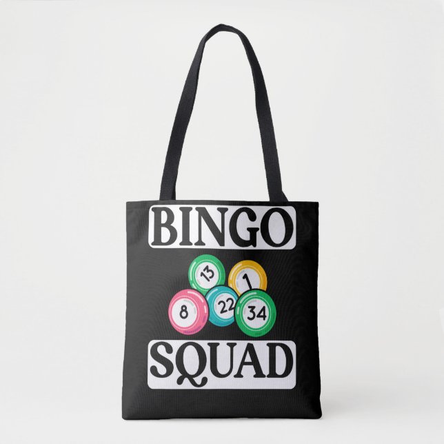 Funny Bingo Squad Saying Bingo Tote Bag (Front)