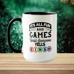 funny Bingo word art add monogram Mug