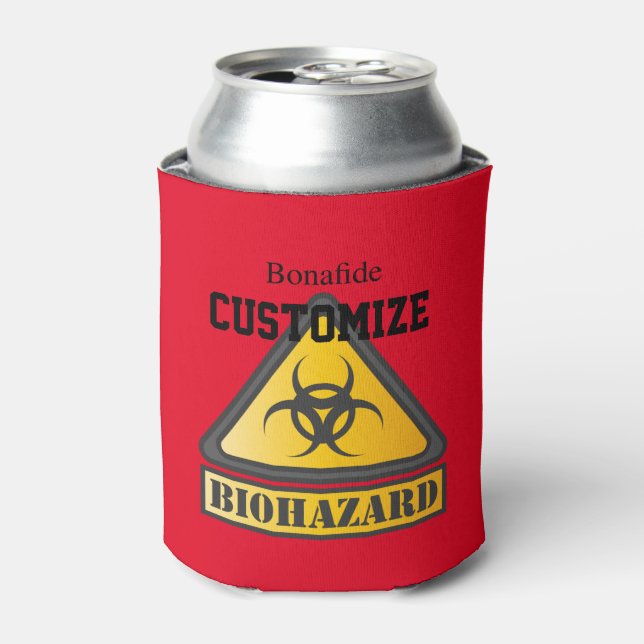 Funny Biohazard Warning Sign Thunder_Cove Can Cooler (Can Front)