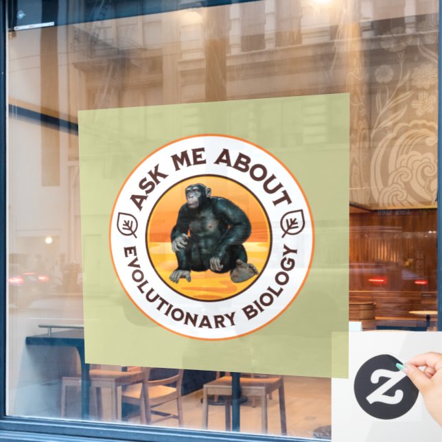 Funny Biology Teacher Evolution Humour Gift Window Cling (Cafe Window)