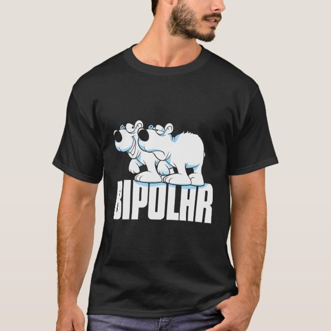 Funny Bipolar Polar Bear Sad And Happy T-Shirt (Front)