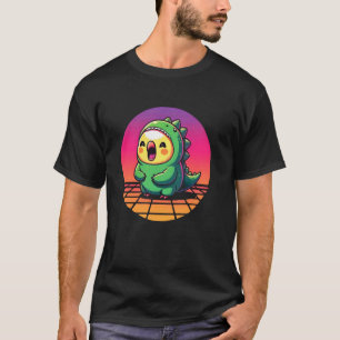 Funny Birb Parrot , Aesthetic Vaporwave Cockatiel T-Shirt