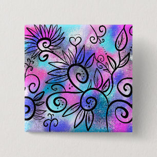 Funny bird art 15 cm square badge