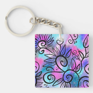 Funny bird art key ring