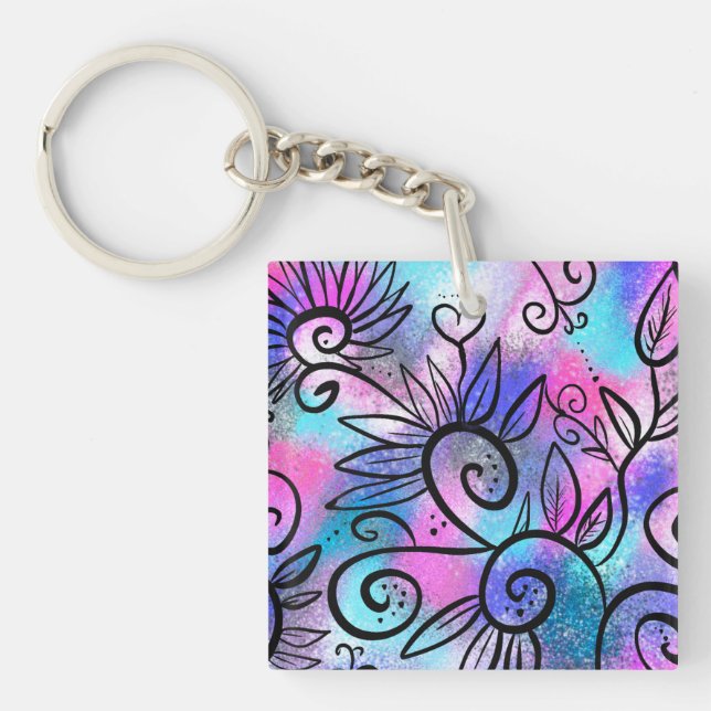 Funny bird art key ring (Front)