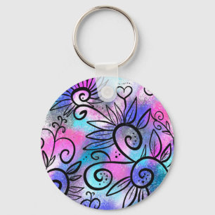 Funny bird art key ring