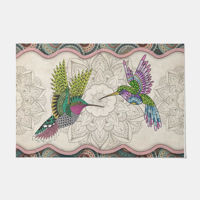Funny Bird Couples Doormat / Housewarming Gift (Front)