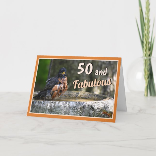 Funny Bird Humorous Fabulous 50 Birthday Card (Front)