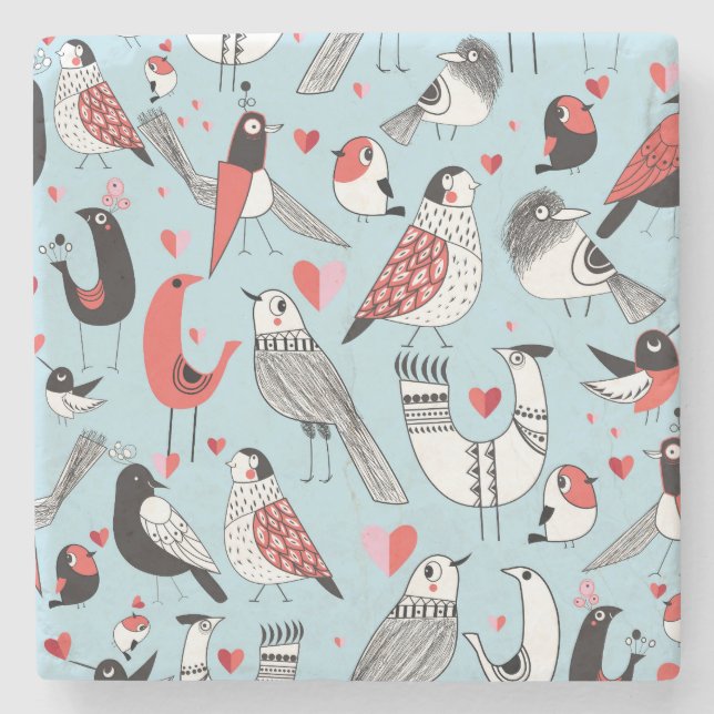 Funny bird illustrations, graphic seamless. stone coaster (Front)