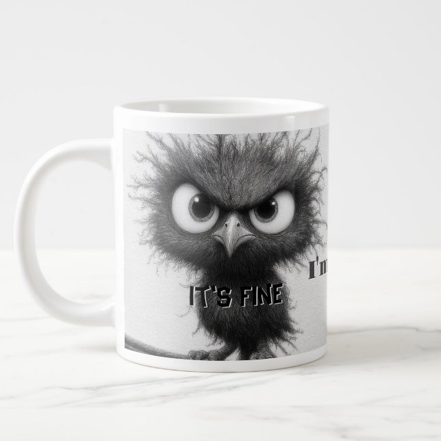  Funny Bird I'm Fine It's FIne Everything's Fine  Large Coffee Mug (Left)