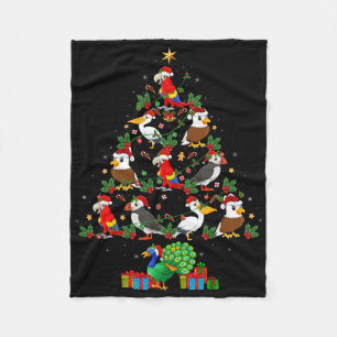 Funny Bird Lover Xmas Lights Santa Birds Christmas Fleece Blanket