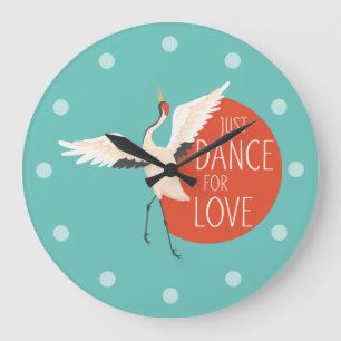 Funny Bird Message - Just Dance For Love 1 Large Clock