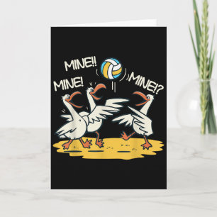 Funny Bird Playing Volleyball Mine Game Day Beach  Card