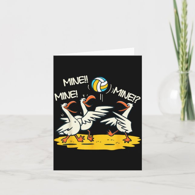 Funny Bird Playing Volleyball Mine Game Day Beach  Card (Front)