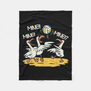 Funny Bird Playing Volleyball Mine Game Day Beach Fleece Blanket