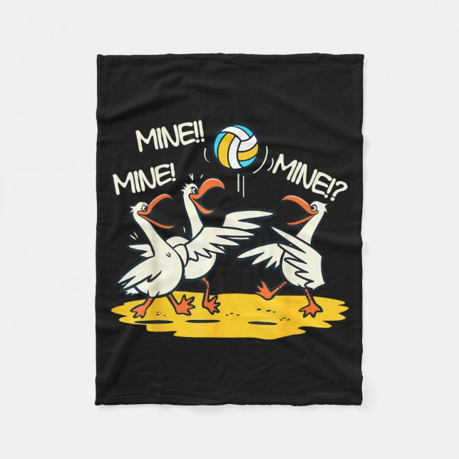 Funny Bird Playing Volleyball Mine Game Day Beach  Fleece Blanket (Front)