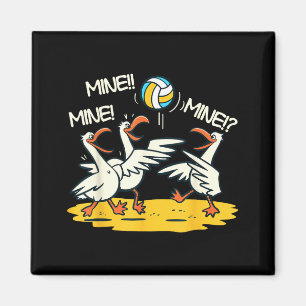 Funny Bird Playing Volleyball Mine Game Day Beach  Magnet