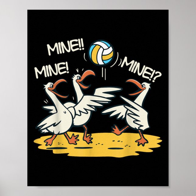Funny Bird Playing Volleyball Mine Game Day Beach  Poster (Front)