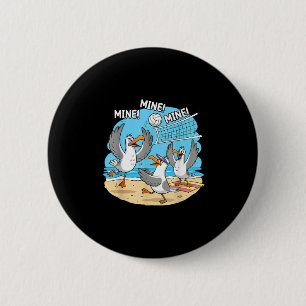 Funny Bird Playing Volleyball Mine Game Day Vibes  6 Cm Round Badge