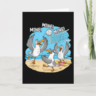 Funny Bird Playing Volleyball Mine Game Day Vibes  Card