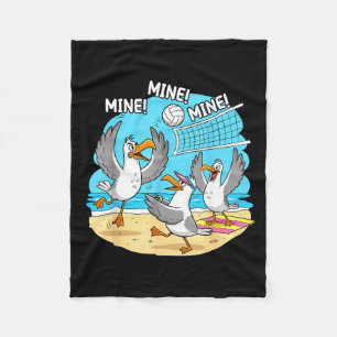 Funny Bird Playing Volleyball Mine Game Day Vibes Fleece Blanket