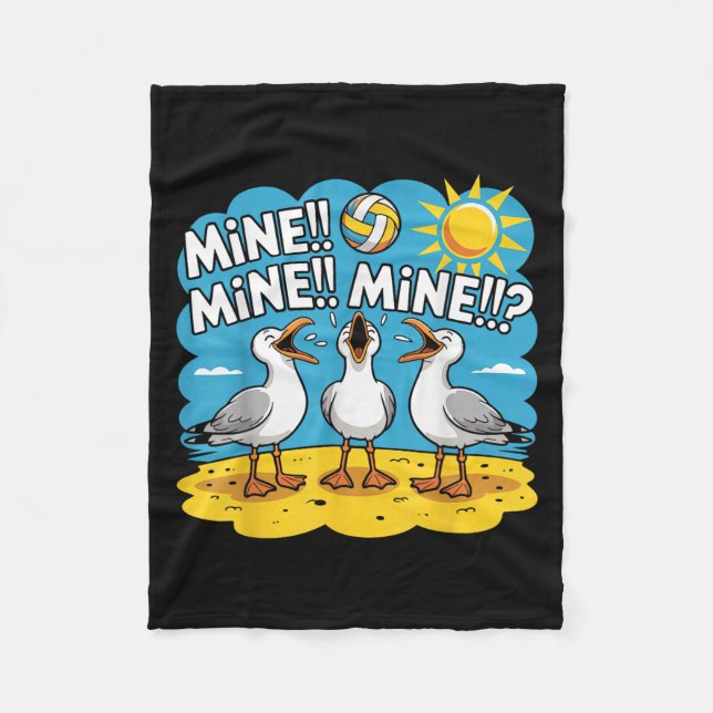 Funny Bird Playing Volleyball Mine Game Day Vibes  Fleece Blanket (Front)