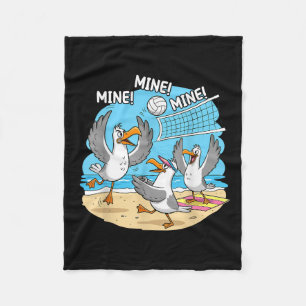 Funny Bird Playing Volleyball Mine Game Day Vibes Fleece Blanket