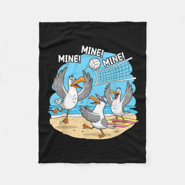 Funny Bird Playing Volleyball Mine Game Day Vibes  Fleece Blanket (Front)