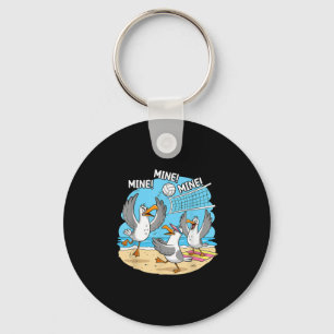 Funny Bird Playing Volleyball Mine Game Day Vibes  Key Ring